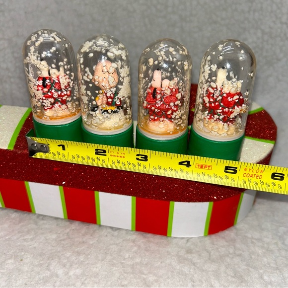 Vintage small 4 Snoopy Charlie Brown snow globe soda toppers DRY YELLOW - Picture 2 of 10